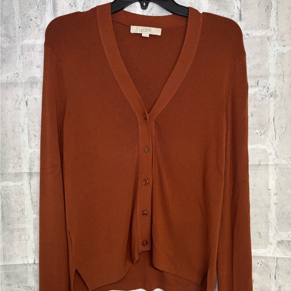LOFT Women's Rust Cardigan Sweater